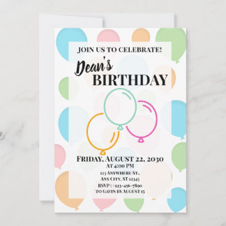Colourful Balloons Invitation