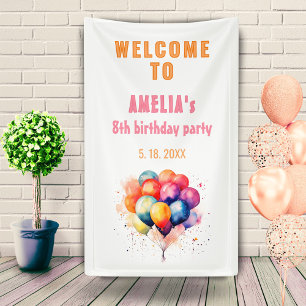 Colourful Balloons Kids Birthday party Welcome Banner