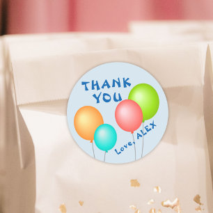 Colourful Balloons Kids Birthday Thank you Classic Round Sticker