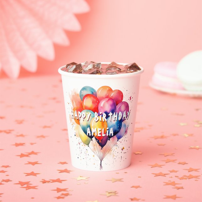 Colourful Balloons Kids Happy Birthday  Paper Cups (Insitu)