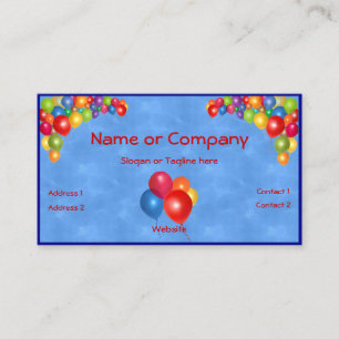 Colourful Balloons on Blue Business Card