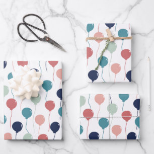 Colourful Balloons Pattern in Pastel Colour Wrappi Wrapping Paper Sheet