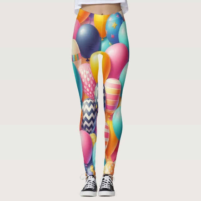 Colourful balloons pattern leggings (Front)