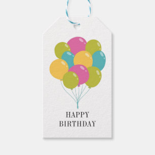 Colourful Balloons Simple Happy Birthday Gift Tags