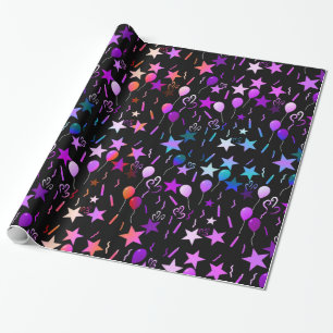 Colourful Balloons & Stars Wrapping paper