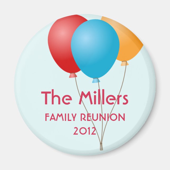 Colourful balloons summer family reunion custom magnet (Front)