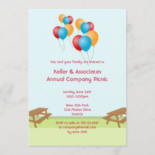 Colourful balloons summer picnic outdoor event invitation