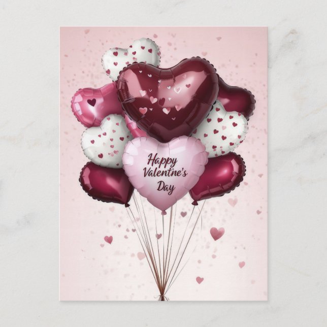 Colourful Balloons Valentine's Greeting Postcard (Front)