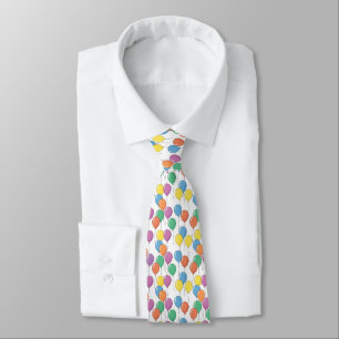 Colourful Balloons White Background Tie