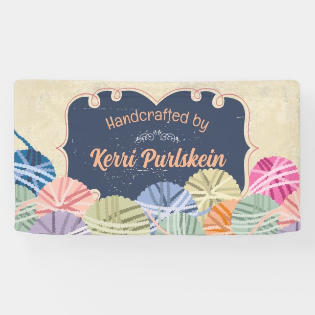 Colourful balls of yarn knitting craft show booth banner (Horizontal)