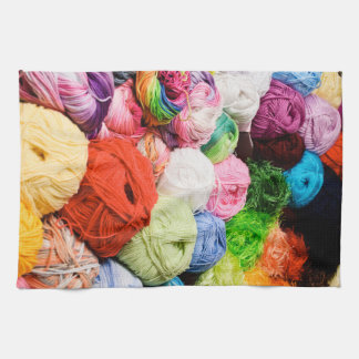 Colourful Balls of Yarn Tea Towel