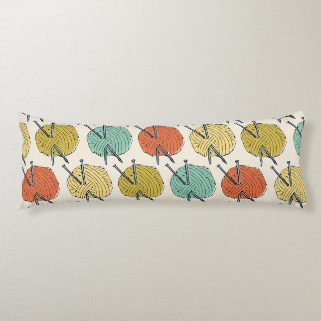 Colourful Balls of Yarn Wool Pattern Body Cushion (Front)