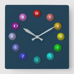 Colourful Balls Square Wall Clock