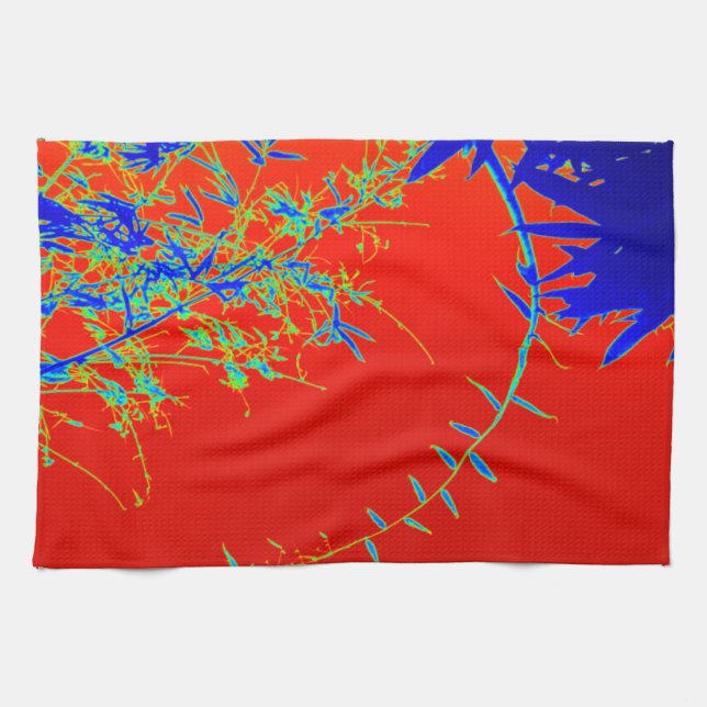 Colourful Bamboo Wave  Tea Towel (Horizontal)