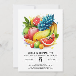 Colourful Banana Digital Fruits Birthday Invitation