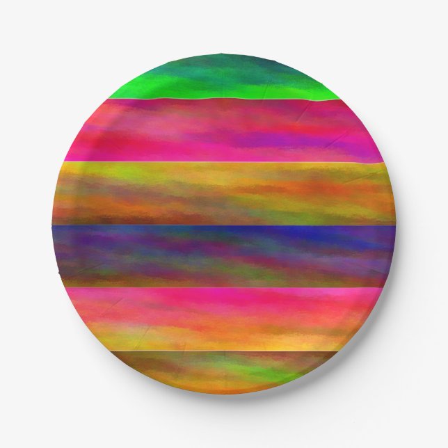 colourful bands paper plate (Front)