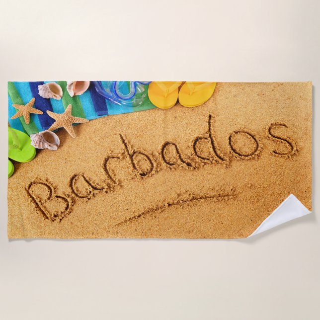 Colourful Barbados Summer Beach Towel (Front)
