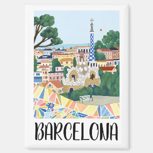 Colourful Barcelona Spain City View Magnet