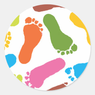 Colourful Bare Footprints Classic Round Sticker