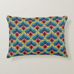 Colourful Bargello Embroidery Boho Chic Pattern Decorative Cushion