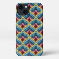 Colourful Bargello Embroidery Boho Chic Pattern 