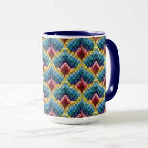 Colourful Bargello Embroidery Boho Chic Pattern Mug