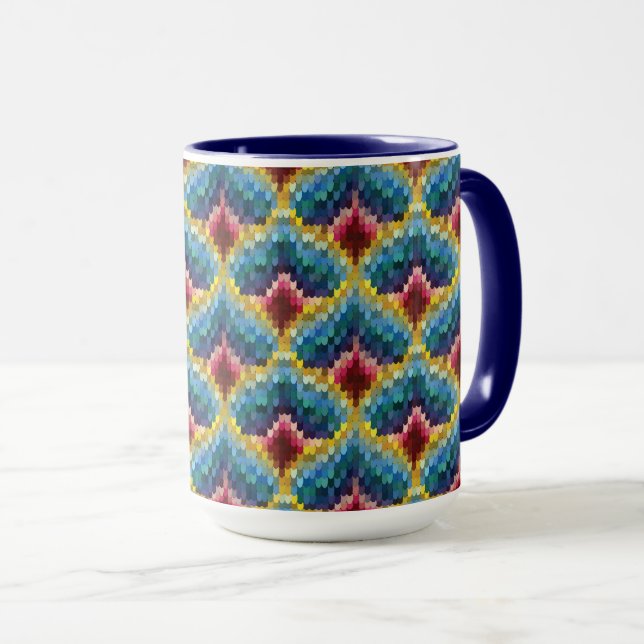 Colourful Bargello Embroidery Boho Chic Pattern Mug (Front Right)