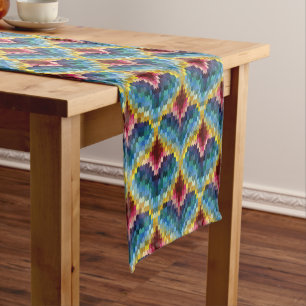 Colourful Bargello Embroidery Boho Chic Pattern  Short Table Runner