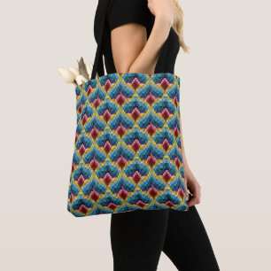 Colourful Bargello Embroidery Boho Chic Pattern Tote Bag