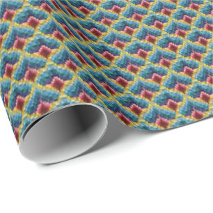 Colourful Bargello Embroidery Boho Chic Pattern Wrapping Paper