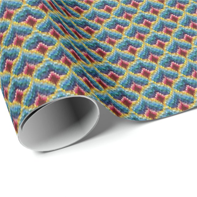 Colourful Bargello Embroidery Boho Chic Pattern Wrapping Paper (Roll Corner)