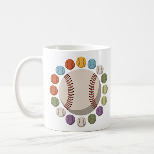  Colourful Baseball Circle Coffee Mug (Left)