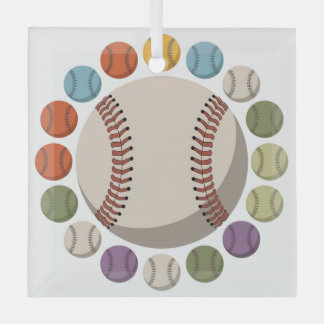  Colourful Baseball Circle Glass Tree Decoration