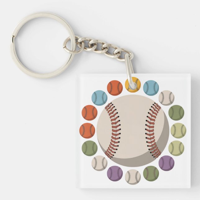  Colourful Baseball Circle Key Ring (Front)