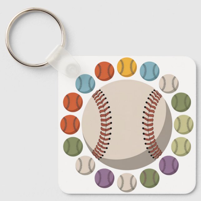  Colourful Baseball Circle Key Ring (Front)
