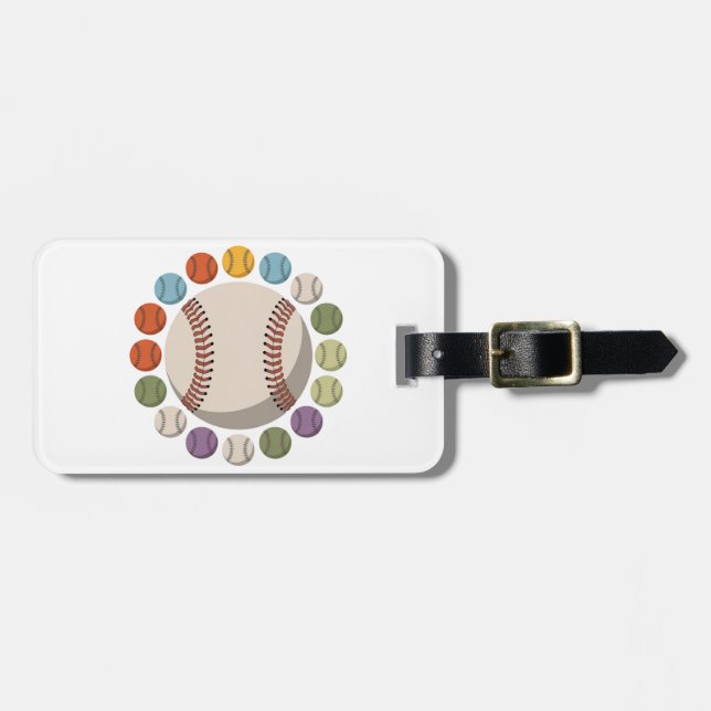  Colourful Baseball Circle Luggage Tag (Front Horizontal)