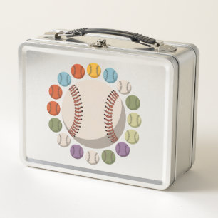 Colourful Baseball Circle Metal Lunch Box