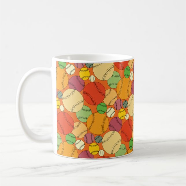 Colourful Baseballs Pattern Coffee Mug (Left)
