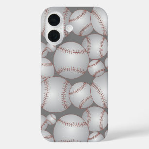Colourful Baseballs Pattern Grey iPhone 16 Case