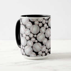 Colourful Baseballs Pattern Grey Mug