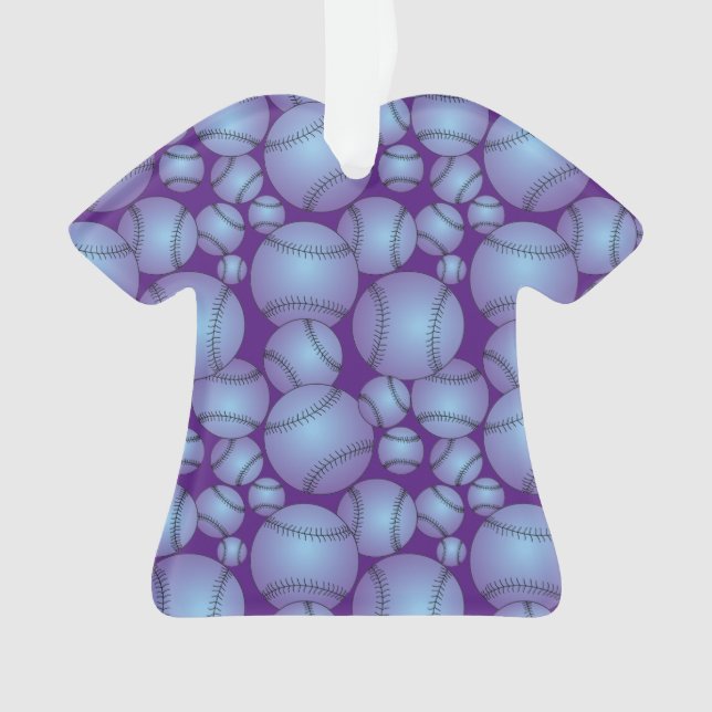 Colourful Baseballs Pattern Purple Ornament (Front)