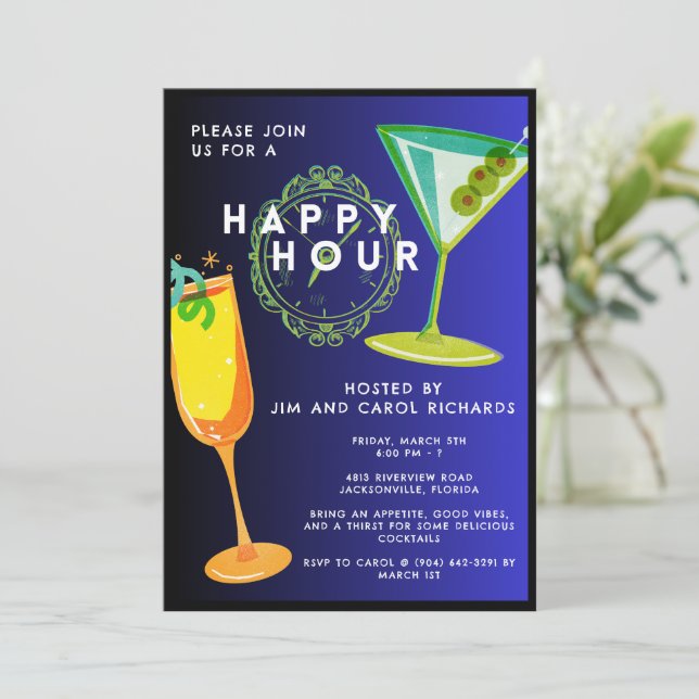 Colourful Basic Happy Hour Invitation (Standing Front)