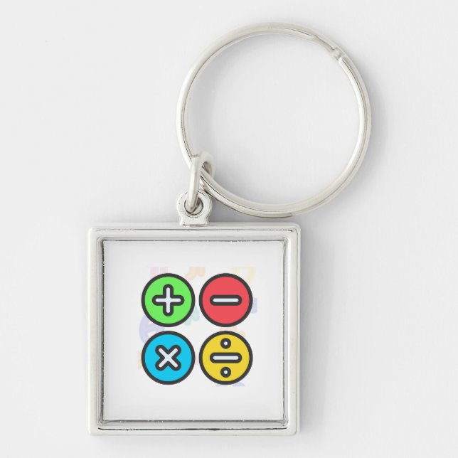 Colourful Basic Math Symbols Illustration" Key Ring (Front)