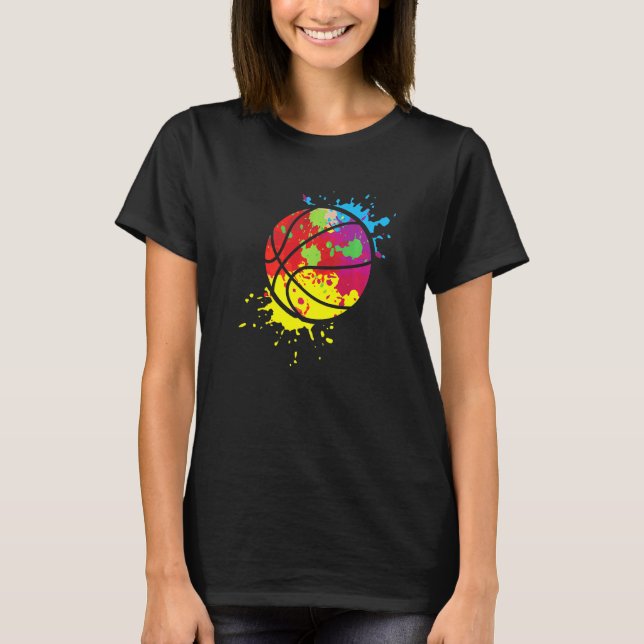 Colourful Basketball Ball Sports Player Team Coach T-Shirt (Front)