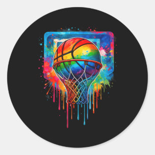 Colourful Basketball Baller Basketball Player Team Classic Round Sticker