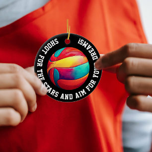  Colourful Basketball Black Slam Dunk Player Medal Ceramic Ornament