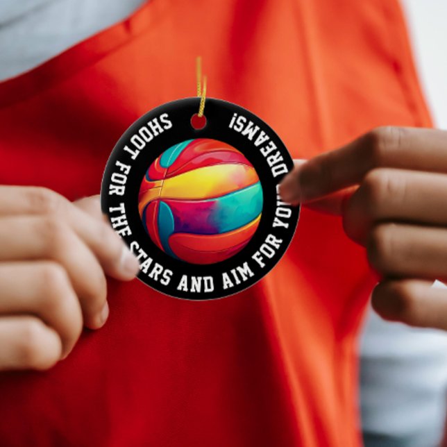  Colourful Basketball Black Slam Dunk Player Medal Ceramic Ornament (Creator Uploaded)