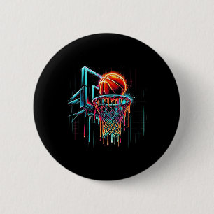 Colourful Basketball Dripping Colour Splash Hoop N 6 Cm Round Badge