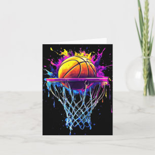 Colourful Basketball Dripping Colour Splash Hoop N Card