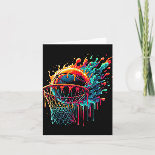 Colourful Basketball Dripping Colour Splash Hoop N Card